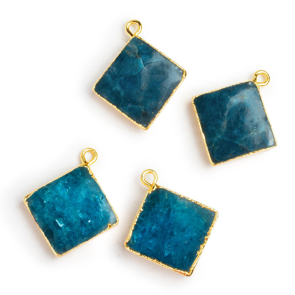 15mm Gold Leafed Apatite Square Pendants 2 Beads - The Bead Traders