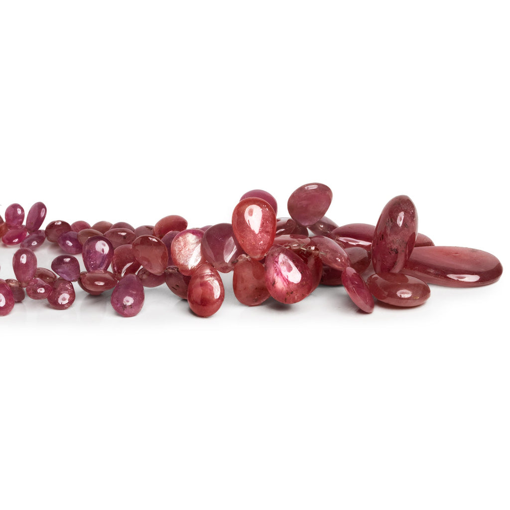 15x10mm Ruby Plain Pears 8 inch 55 beads - The Bead Traders