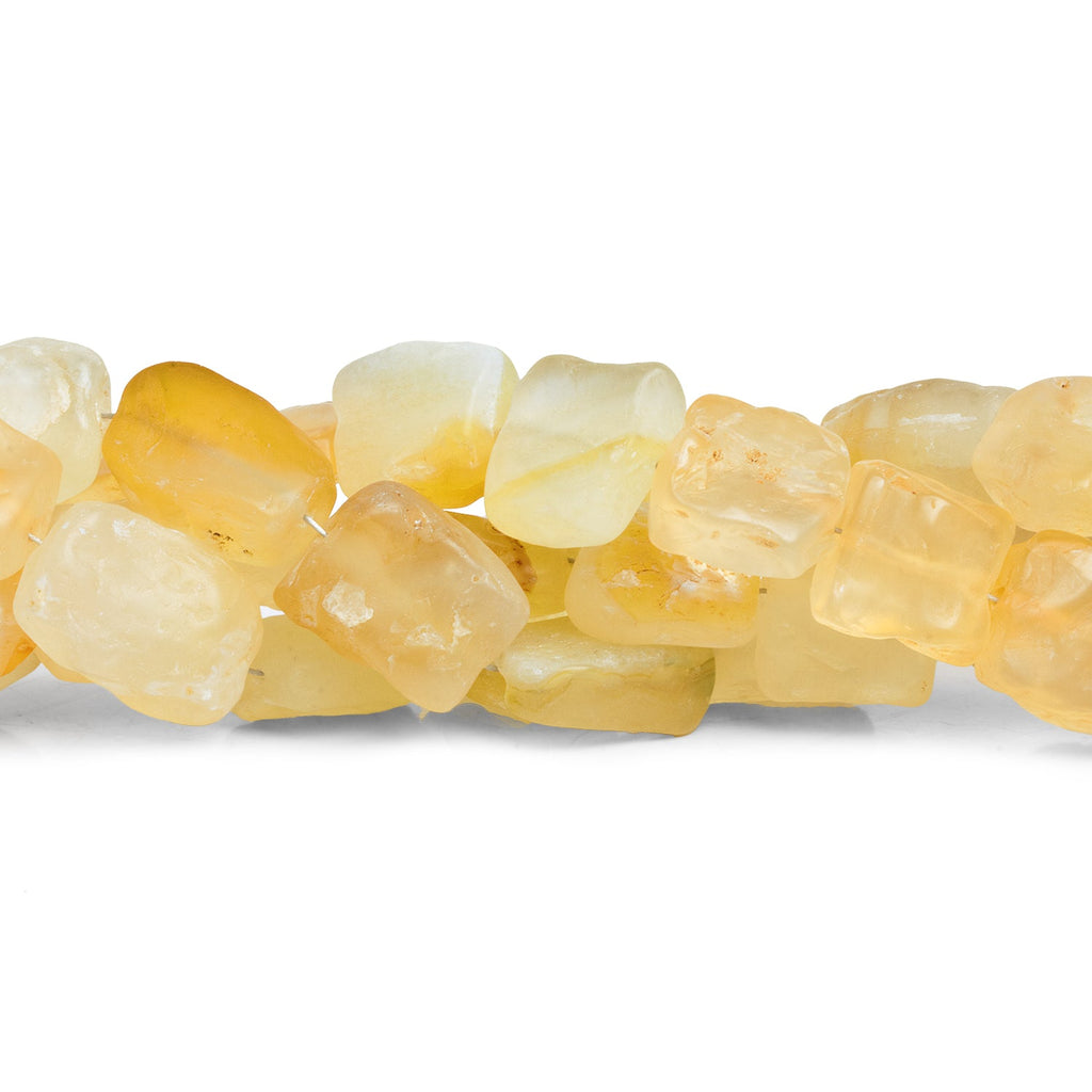 15x11mm Lemon Chiffon Agate Hammer Faceted Rectangles 8 inch 14 beads - The Bead Traders