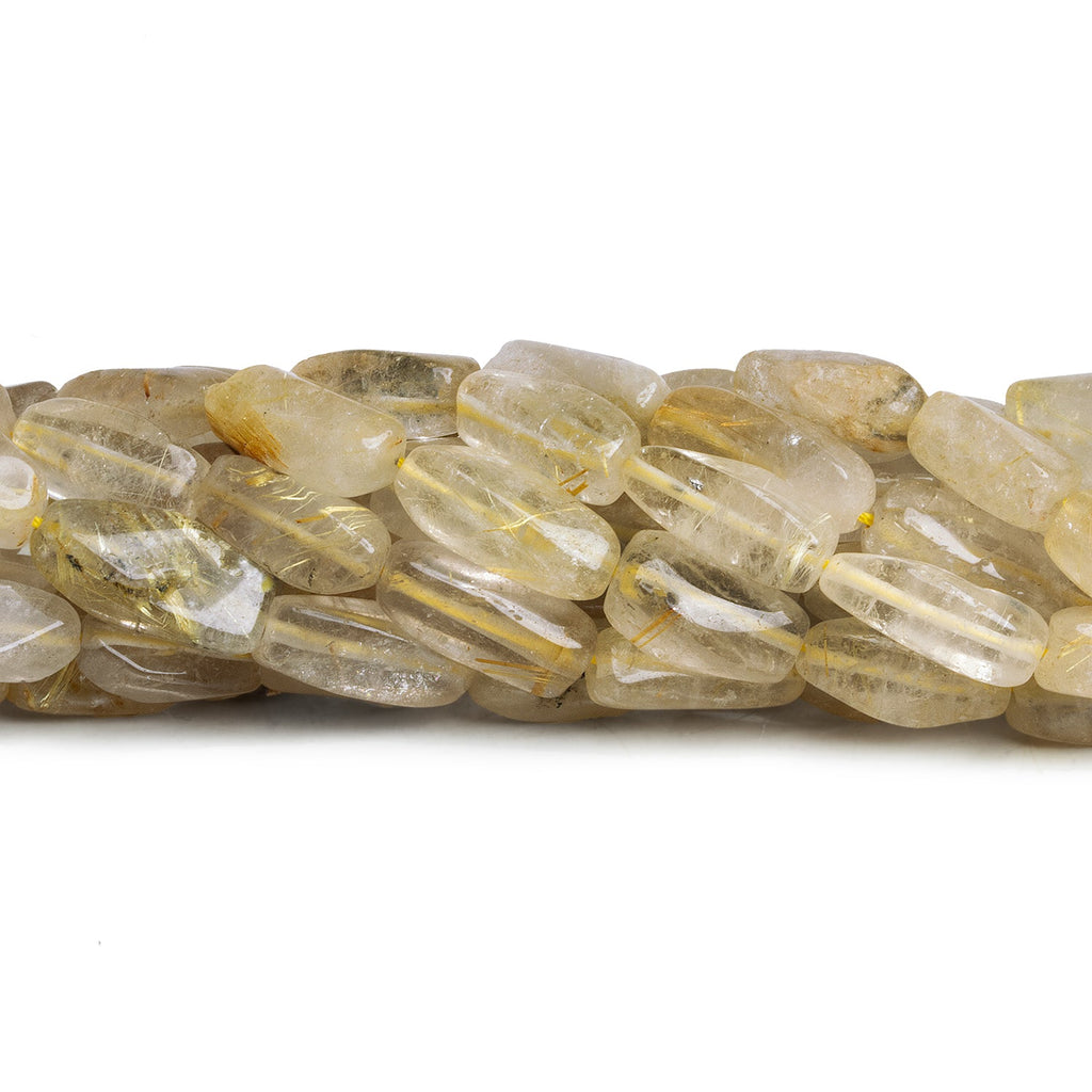 15x7mm Rutilated Quartz Handcut Rectangles 14 inch 21 beads - The Bead Traders