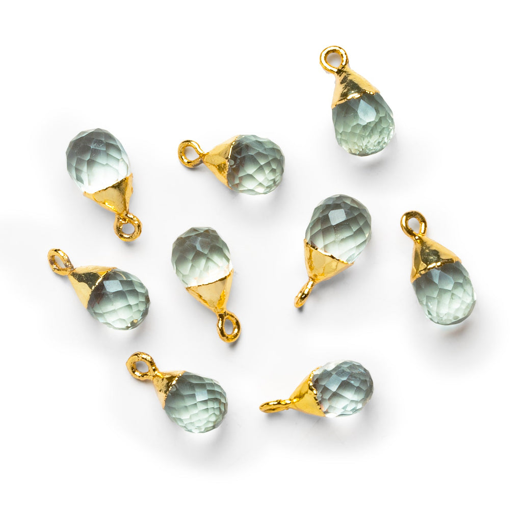 15x8mm Gold Leafed Prasiolite Teardrop Pendant 1 Bead - The Bead Traders