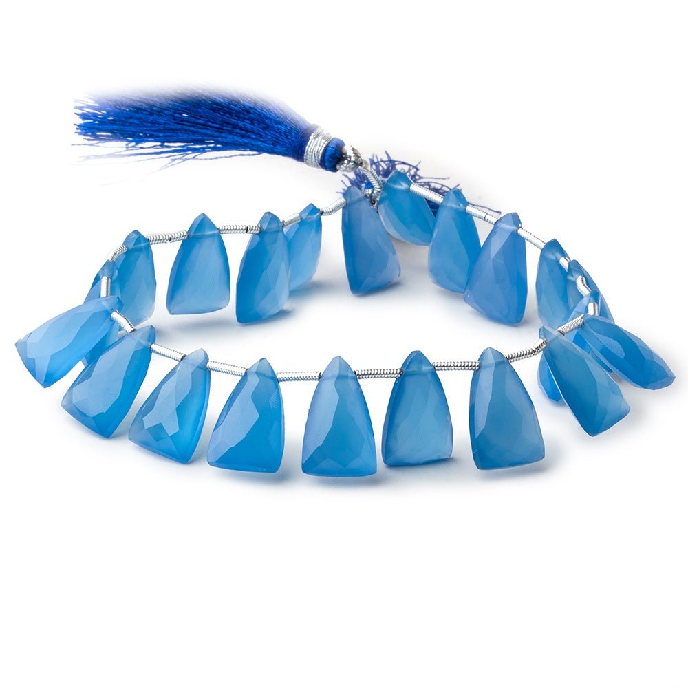 15x9mm Santorini Blue Chalcedony Faceted Points 8 inch 22 beads - The Bead Traders