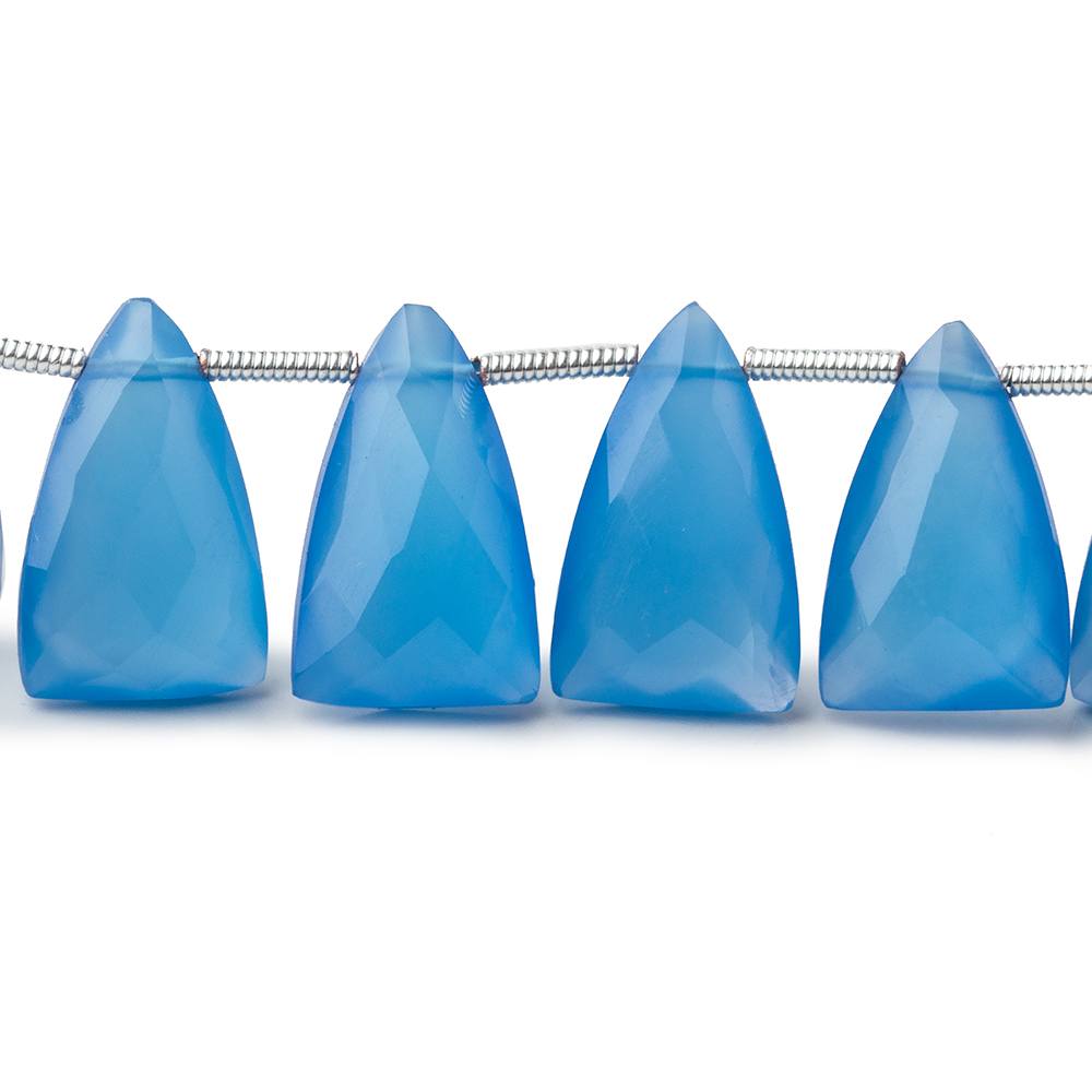 15x9mm Santorini Blue Chalcedony Faceted Points 8 inch 22 beads - The Bead Traders