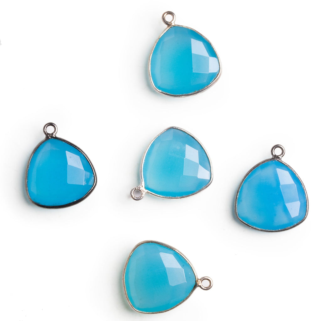 16mm Bezeled Blue Chalcedony Pendants - Lot of 5 - The Bead Traders