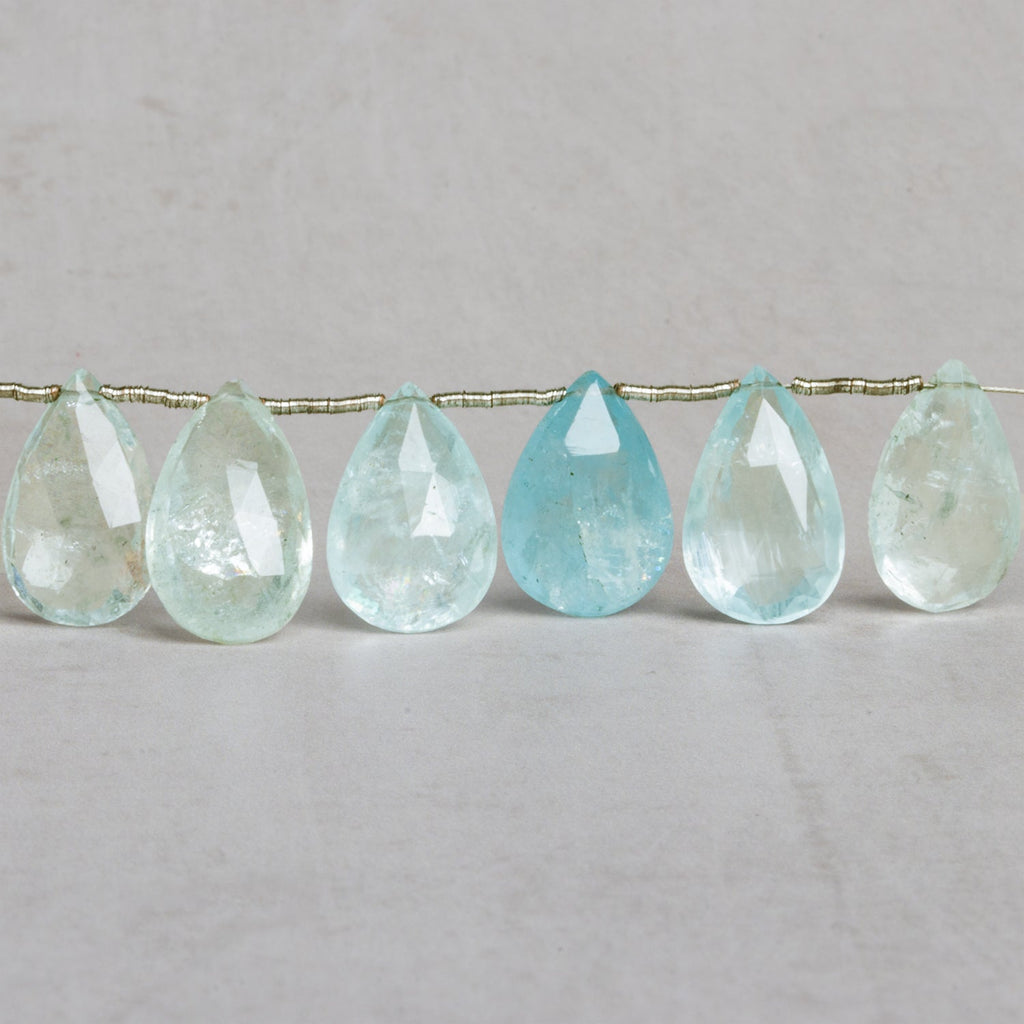 16x10mm Aquamarine Faceted Pears 6.5 inch 15 beads - The Bead Traders