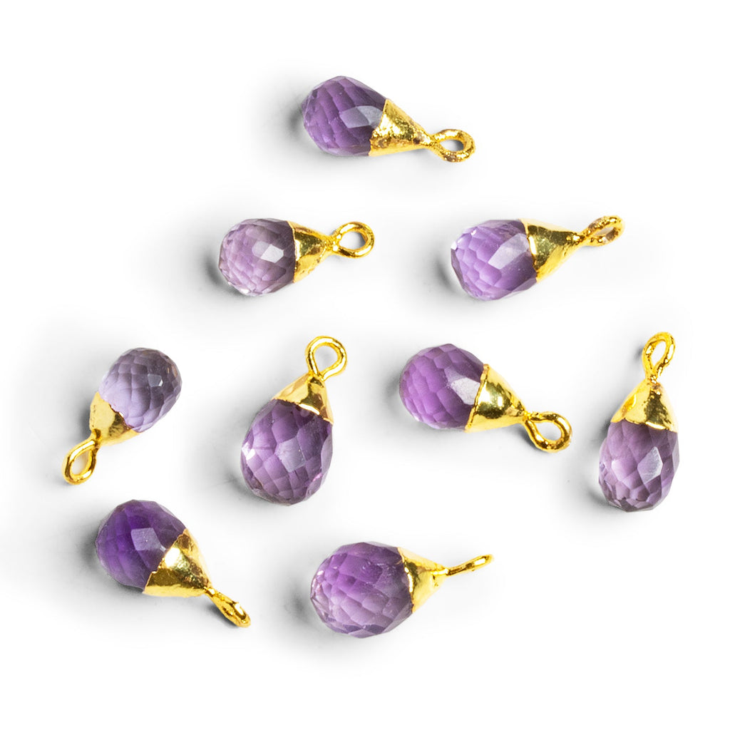 16x7mm Gold Leafed Amethyst Faceted Teadrop Pendant 1 Bead - The Bead Traders