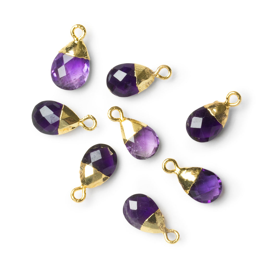 16x8mm Gold Leafed Amethyst Pear Pendant 1 Bead - The Bead Traders