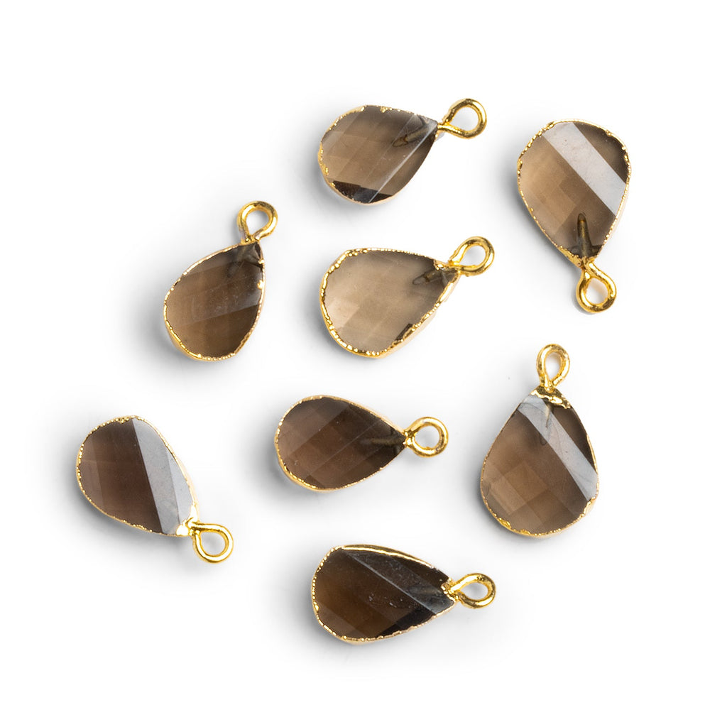 16x9mm Gold Leafed Smoky Quartz Pear Twist Pendant 1 Bead - The Bead Traders