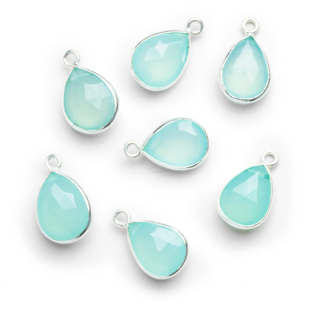 16x9mm Silver Bezeled Seafoam Chalcedony Pear Pendant - The Bead Traders