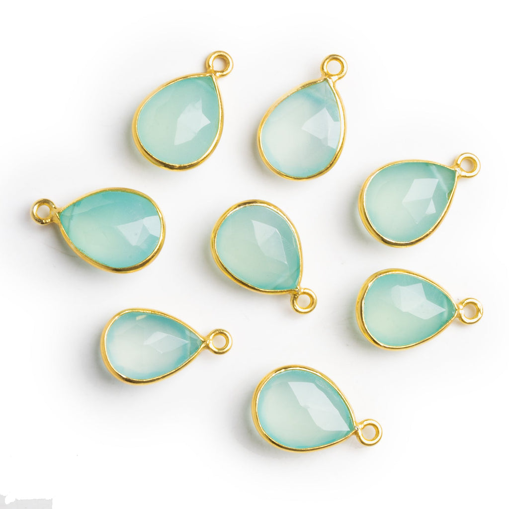 16x9mm Vermeil Bezeled Seafoam Chalcedony Pear Pendant - The Bead Traders