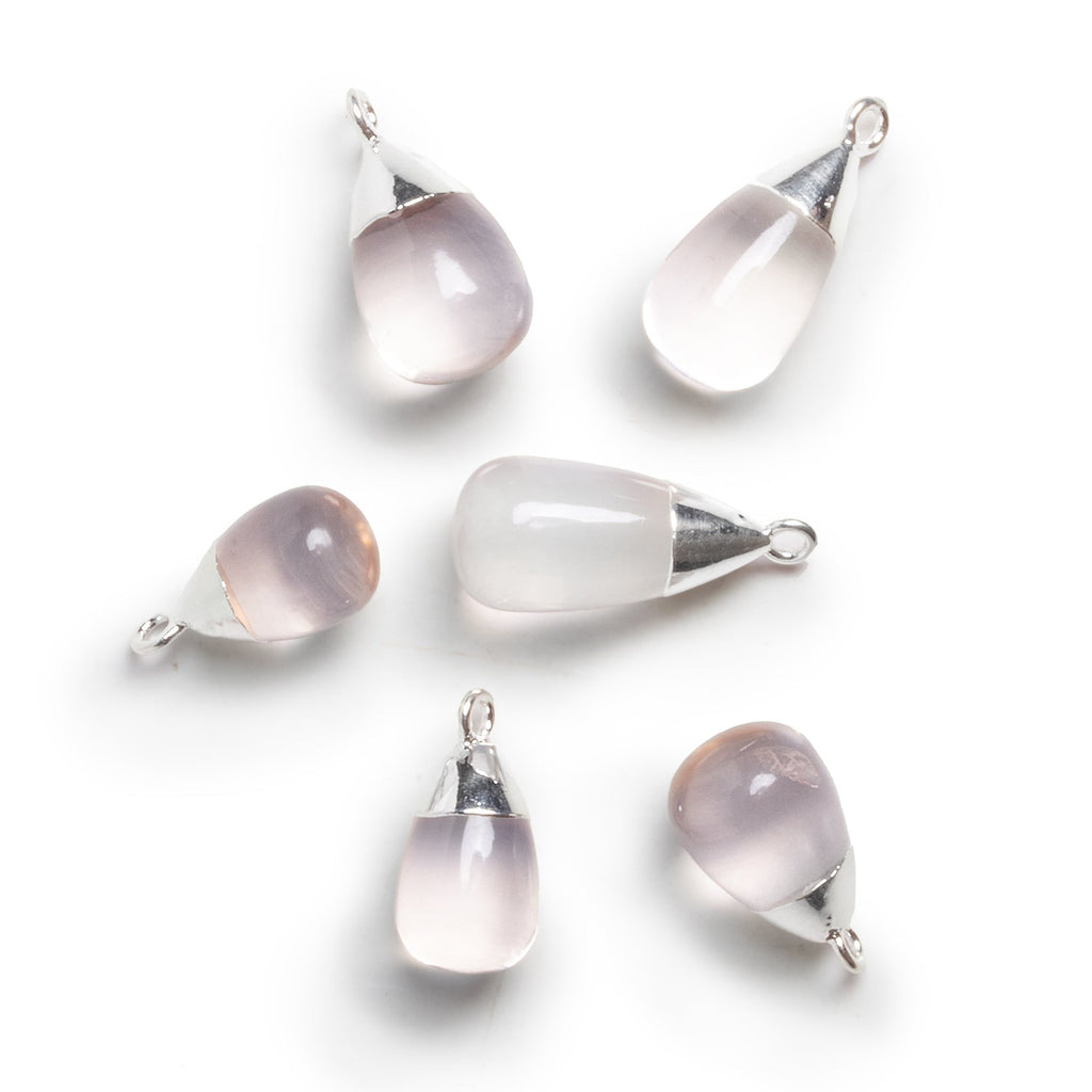 18x10mm Silver Leafed Rose Quartz Teardrop Pendant 1 Bead - The Bead Traders