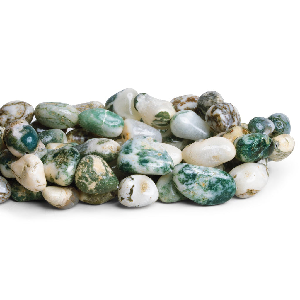 18x12mm Moss Agate Plain Nuggets 14 inch 15 beads - The Bead Traders