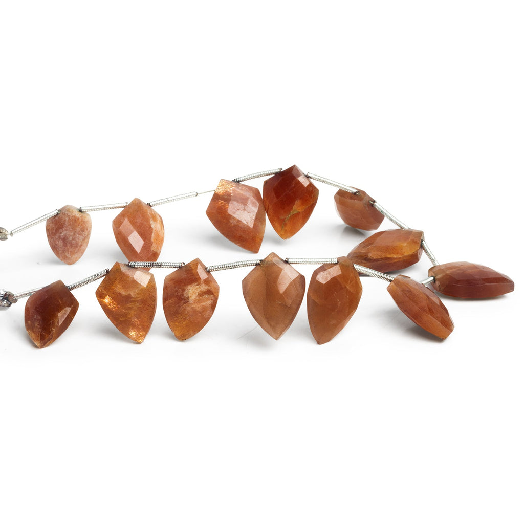 18x13mm Sunstone Top - Drilled Shields 7.5 inch 13 beads - The Bead Traders