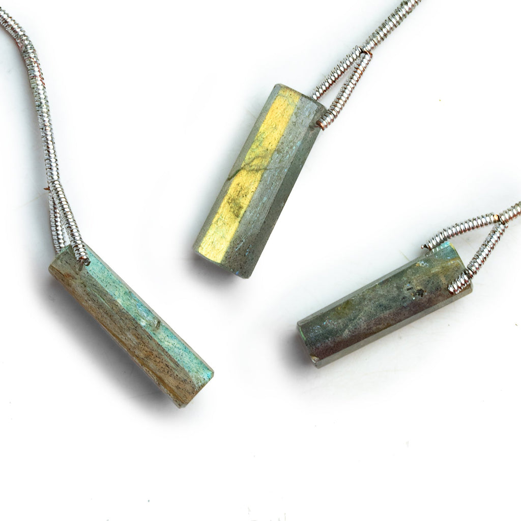 18x5mm Labradorite Faceted Column Focal 1 Bead - The Bead Traders