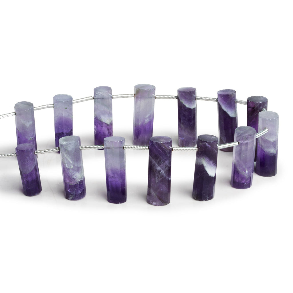 18x6mm Cape Amethyst Faceted Tubes 7 inch 14 beads - The Bead Traders