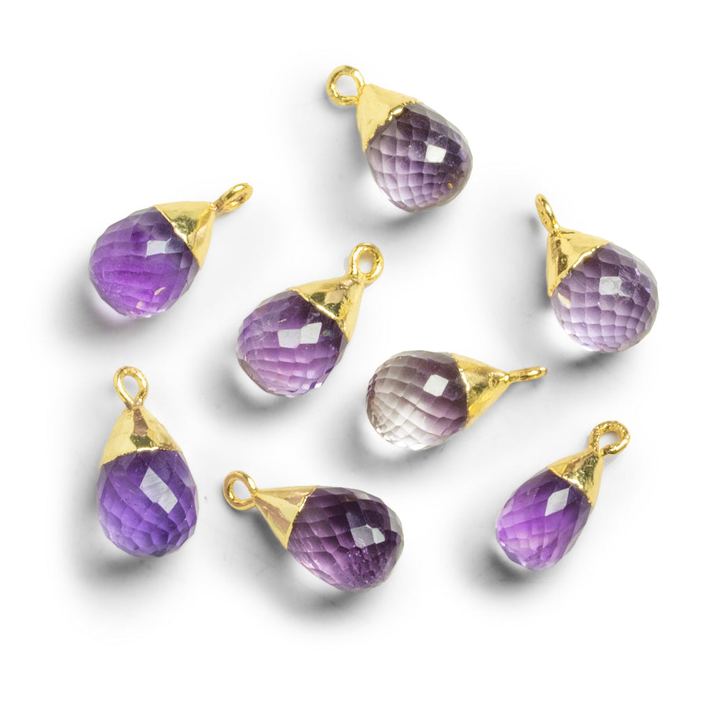 18x9mm Gold Leafed Amethyst Faceted Teadrop Pendant 1 Bead - The Bead Traders