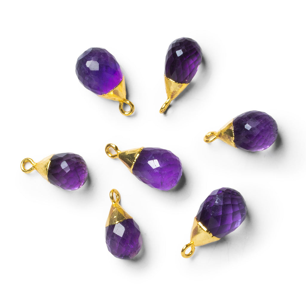 18x9mm Gold Leafed Dark Amethyst Faceted Teardrop Pendant 1 Bead - The Bead Traders