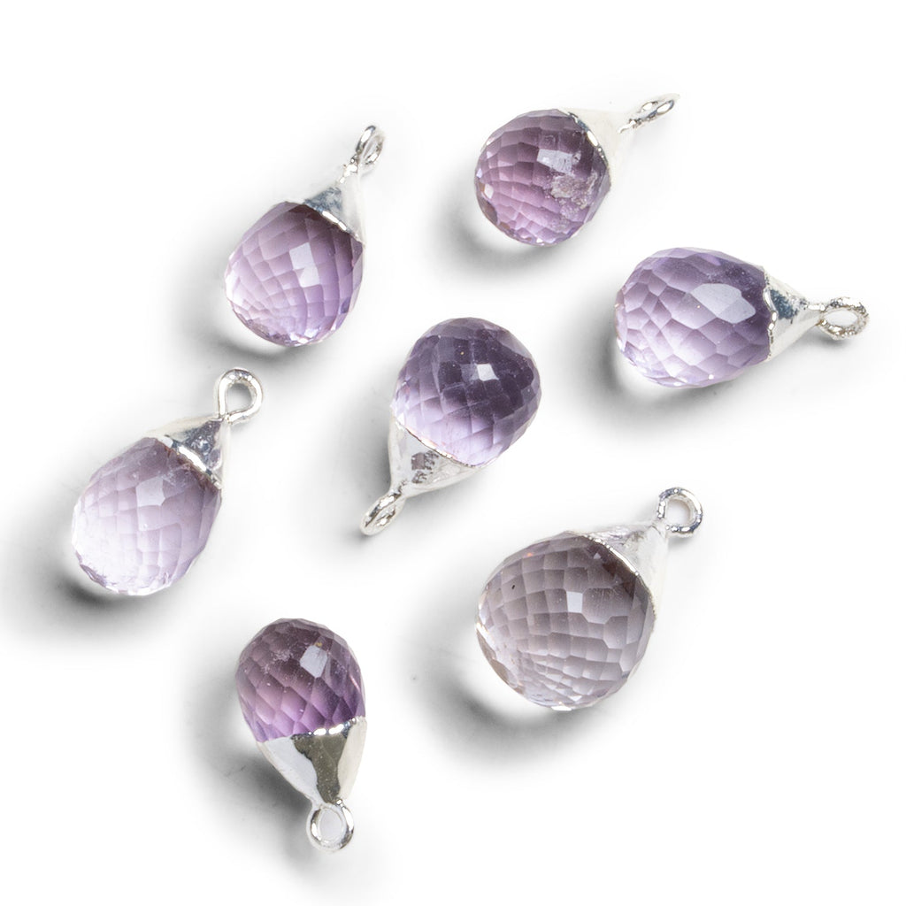 18x9mm Silver Leafed Light Amethyst Teardrop Pendant 1 bead - The Bead Traders