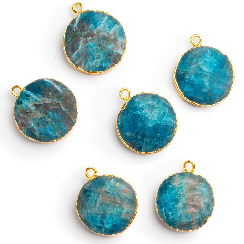 19mm Gold Leafed Apatite Coin Pendant 2 Beads - The Bead Traders