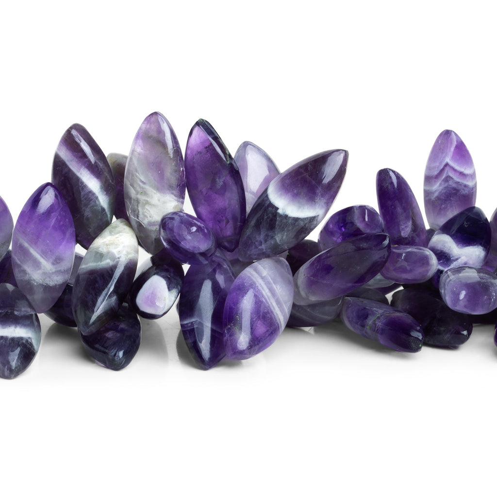 19x8mm Cape Amethyst Plain Marquises 8 inch 39 beads - The Bead Traders