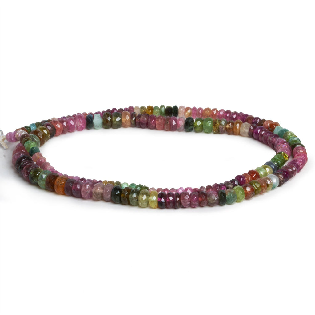 2 - 6mm Multicolor Tourmaline Faceted Rondelles 16 inch 180 beads - The Bead Traders