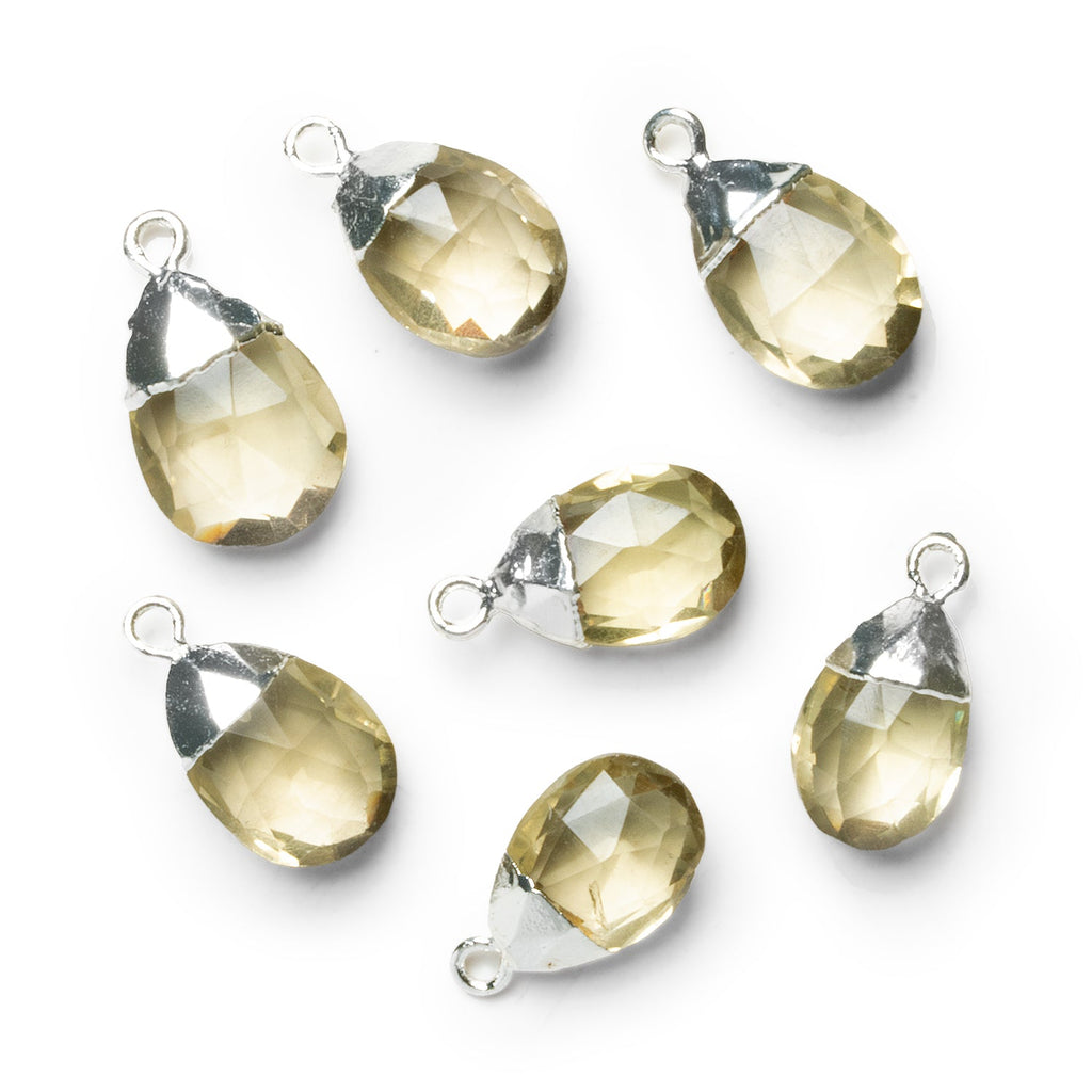 20x11mm Silver Leafed Lemon Quartz Pear Pendant 1 Bead - The Bead Traders