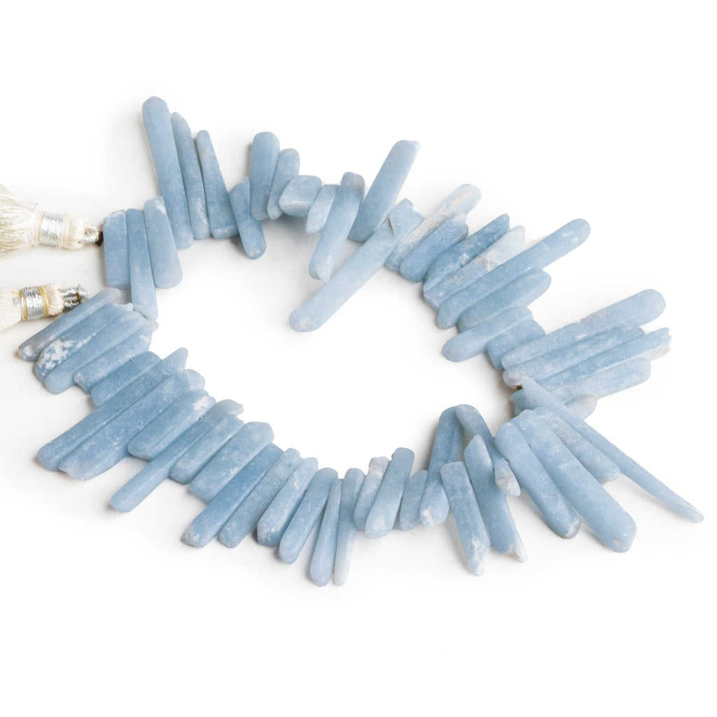 20x4mm Blue Angelite Natural Crystal 7.5 inch 45 beads - The Bead Traders