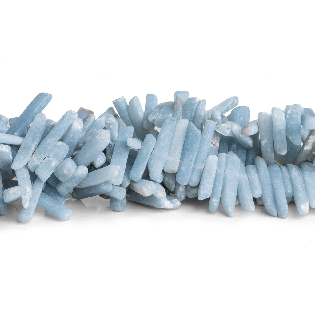 20x4mm Blue Angelite Natural Crystal 7.5 inch 45 beads - The Bead Traders