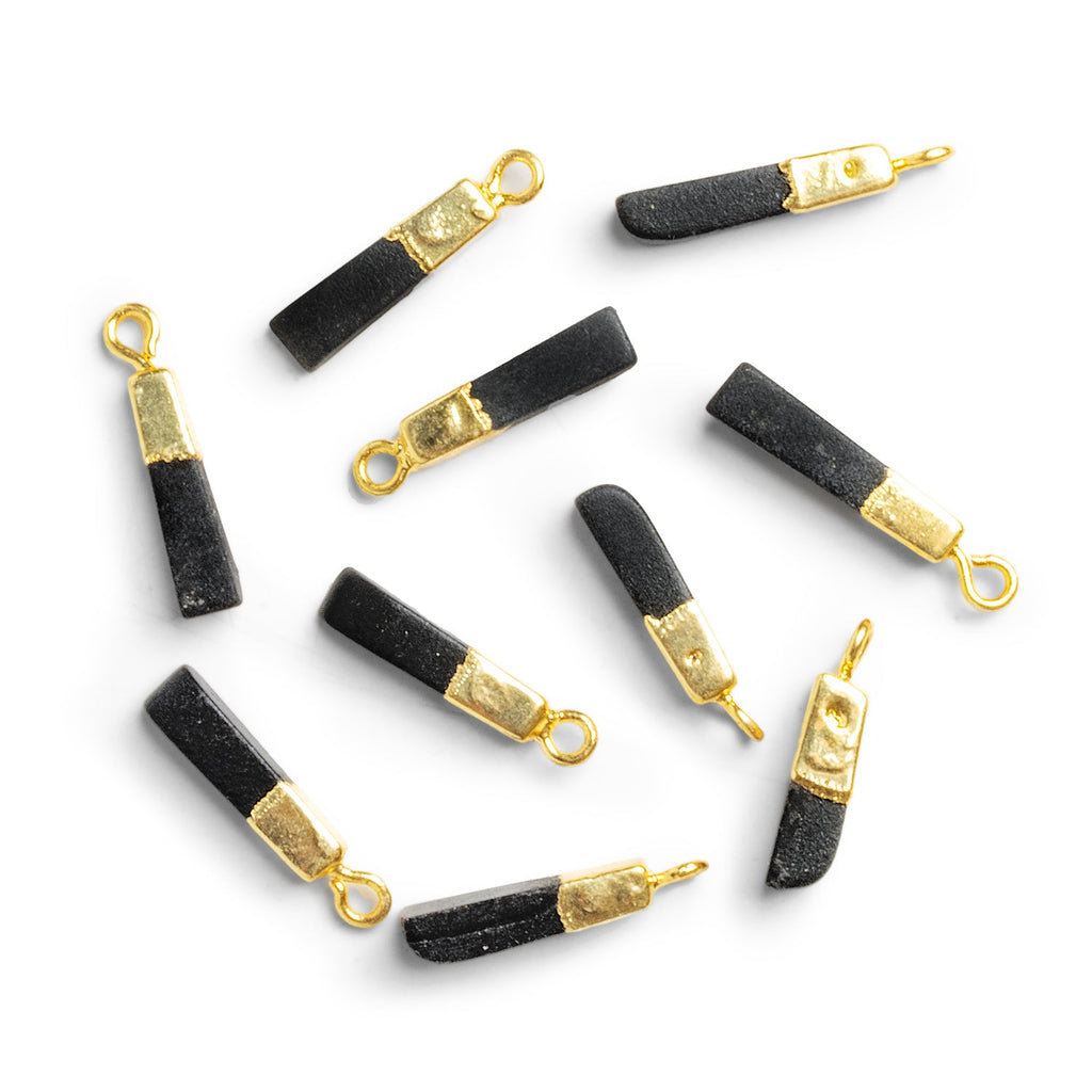 20x4mm Gold Leafed Black Onyx Pendant 1 Bead - The Bead Traders