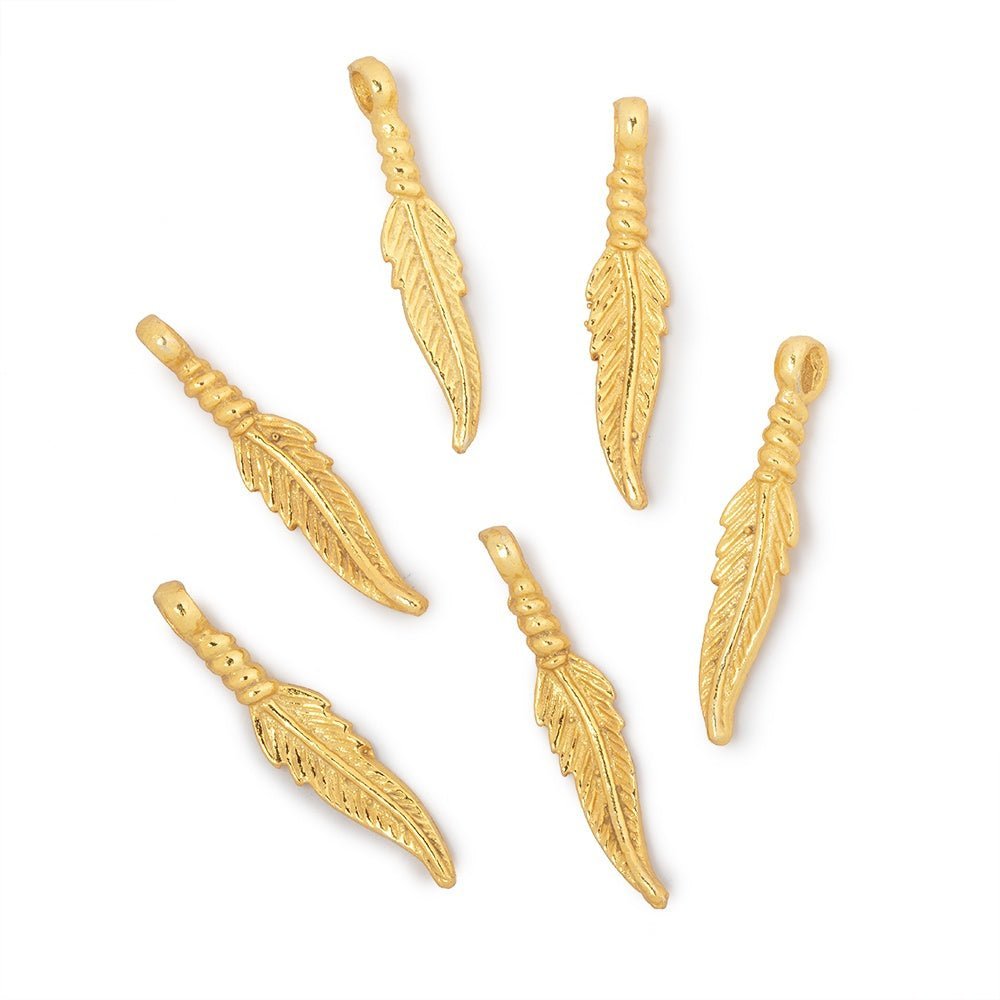 20x5mm Feather Pendant Charm Set of 6 pieces - The Bead Traders