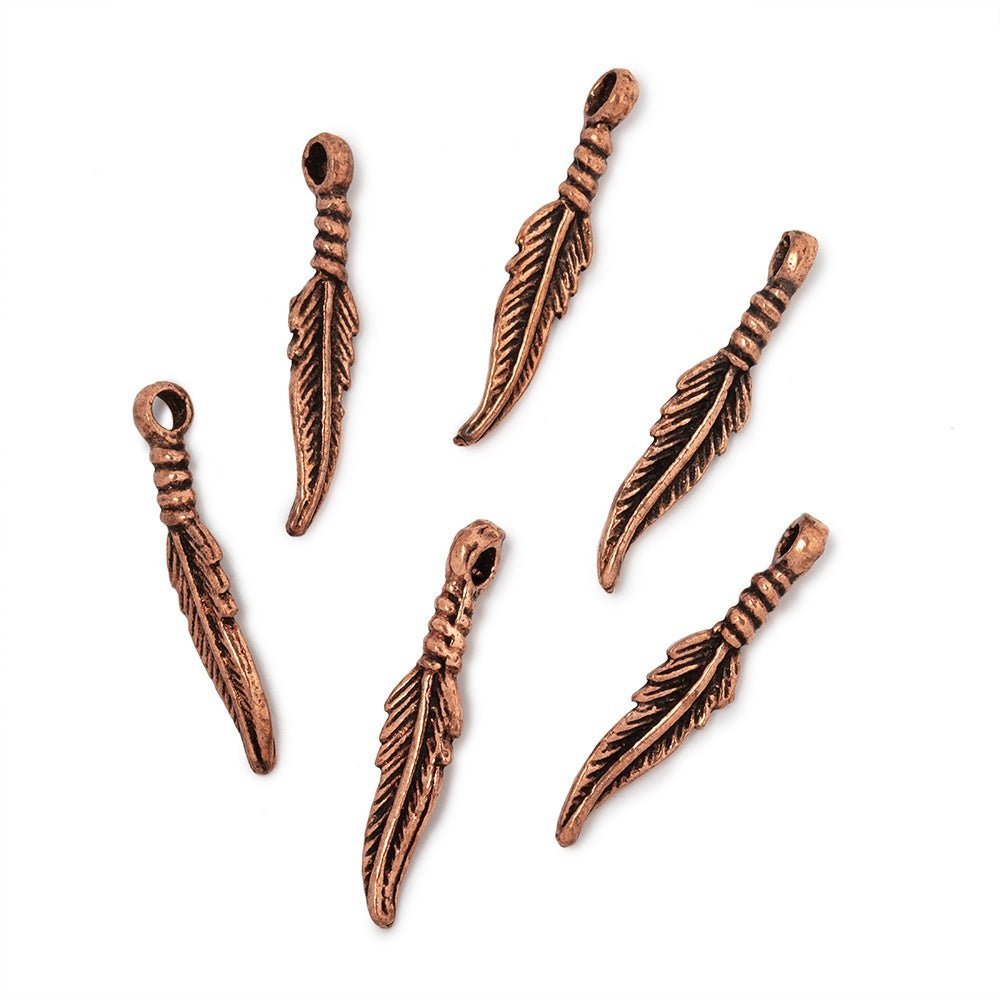 20x5mm Feather Pendant Charm Set of 6 pieces - The Bead Traders