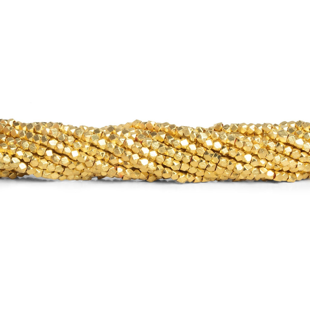 2.2mm 22kt Gold Plated Brushed Faceted Nugget Beads 8 inch 81 beads - The Bead Traders