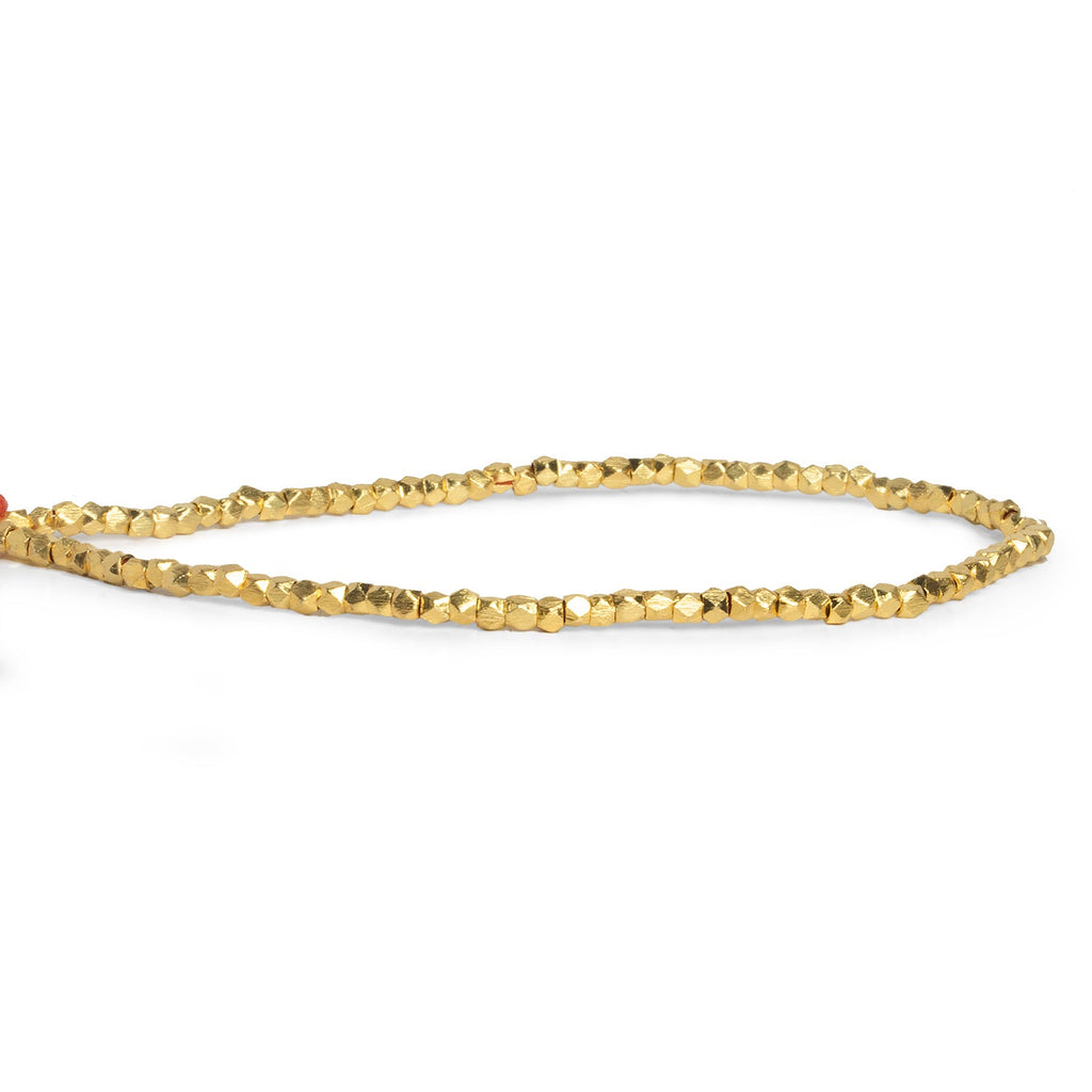 2.2mm 22kt Gold Plated Brushed Faceted Nugget Beads 8 inch 81 beads - The Bead Traders