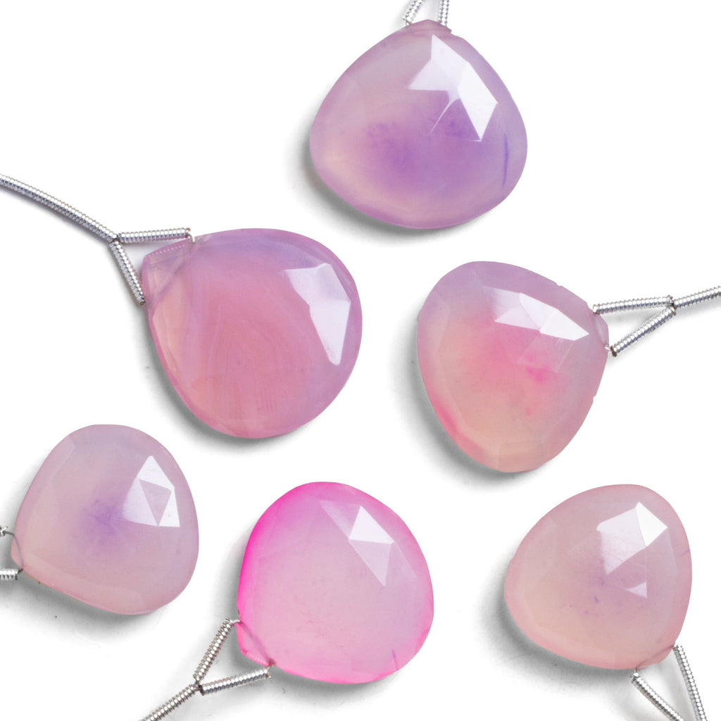 22mm Pink Chalcedony Faceted Heart 1 Bead - The Bead Traders