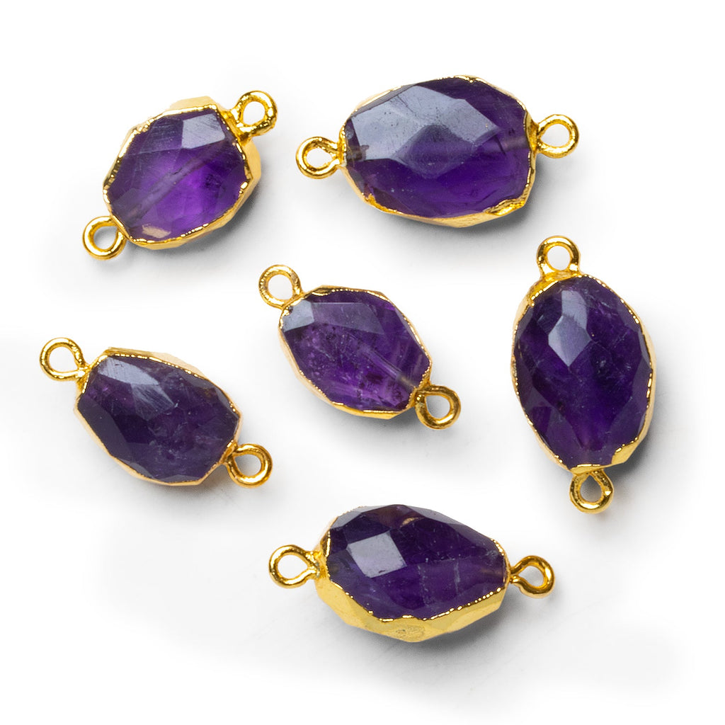 22x10mm Gold Leafed Amethyst Oval Connector 1 Bead - The Bead Traders