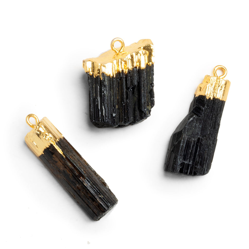 22x15mm Gold Leafed Black Tourmaline Natural Crystal Pendant - The Bead Traders