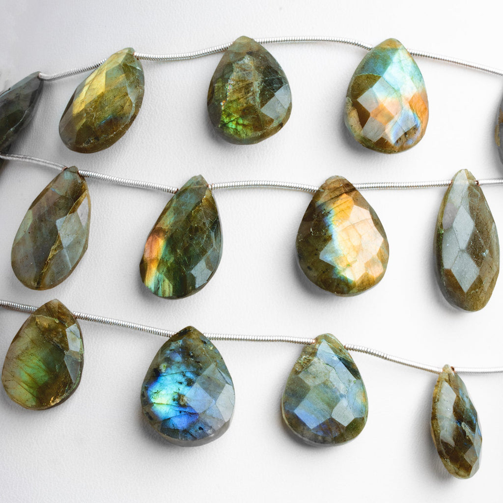 22x15mm Labradorite Faceted Pears 8 inch 9 beads - The Bead Traders