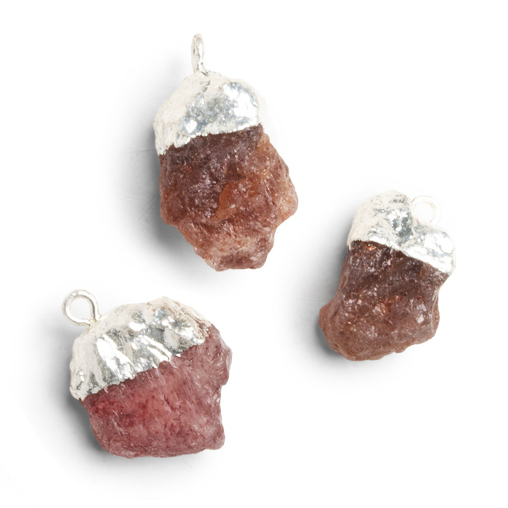 22x15mm Silver Leafed Strawberry Quartz Natural Crystal Pendant - The Bead Traders