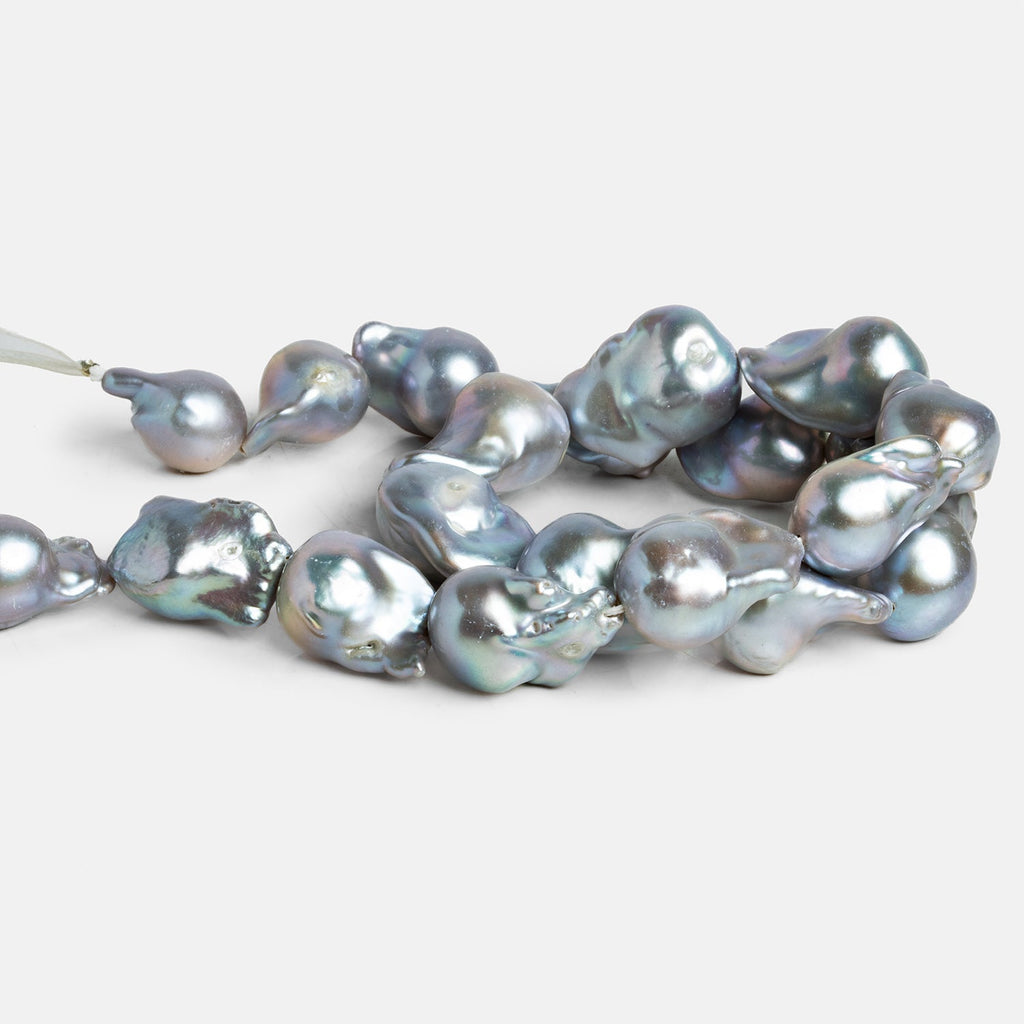 22x16mm Silver Ultra Baroque Pearls 16 inch 18 beads - The Bead Traders