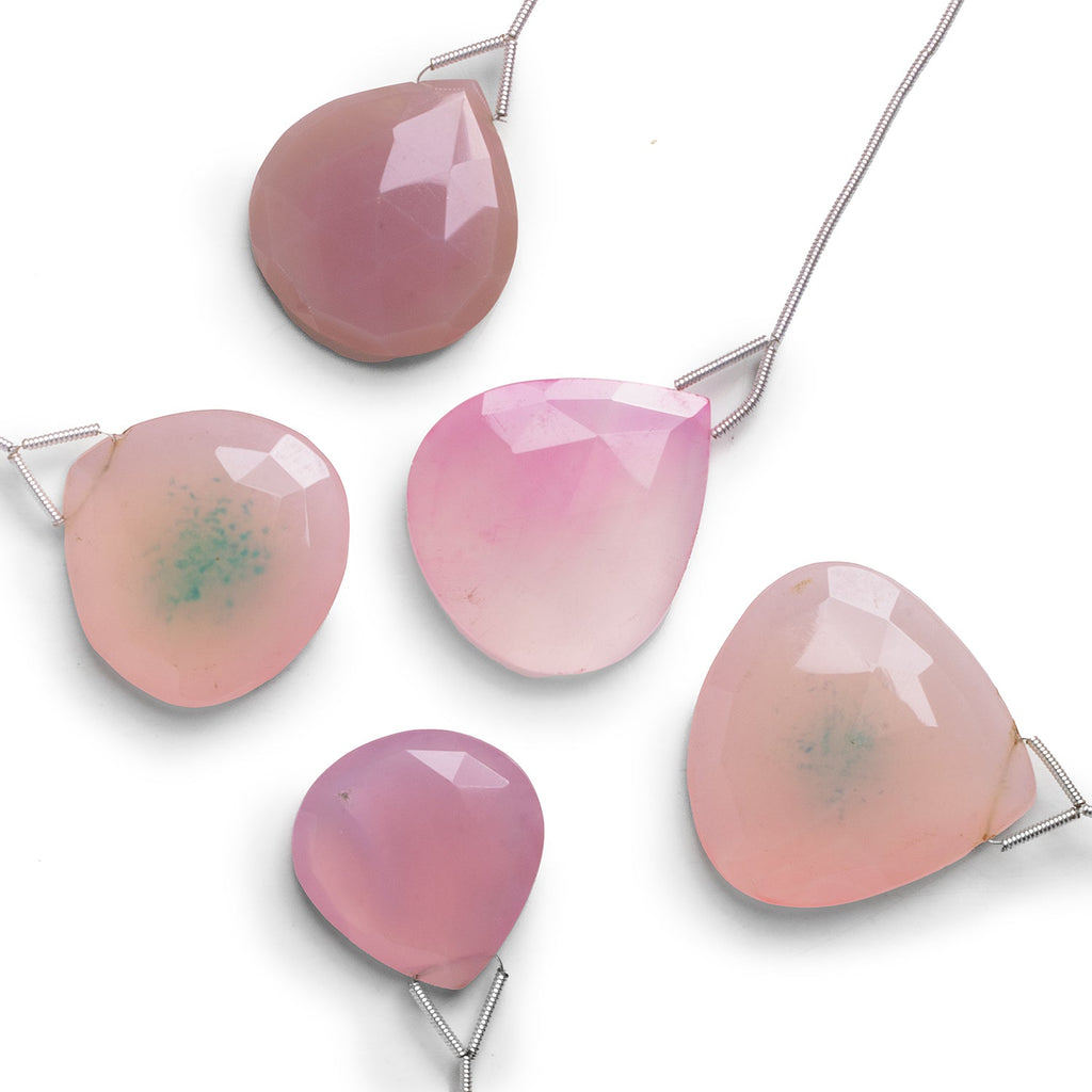 23 - 35mm Pink Chalcedony Faceted Heart 1 Bead - The Bead Traders