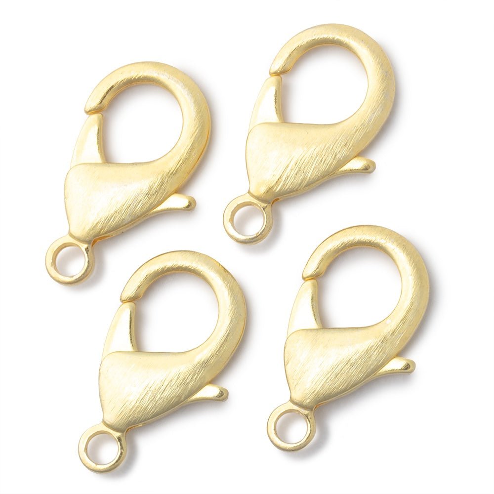 23mm 22kt Gold plated Brushed Lobster Clasp Set of 4 - The Bead Traders