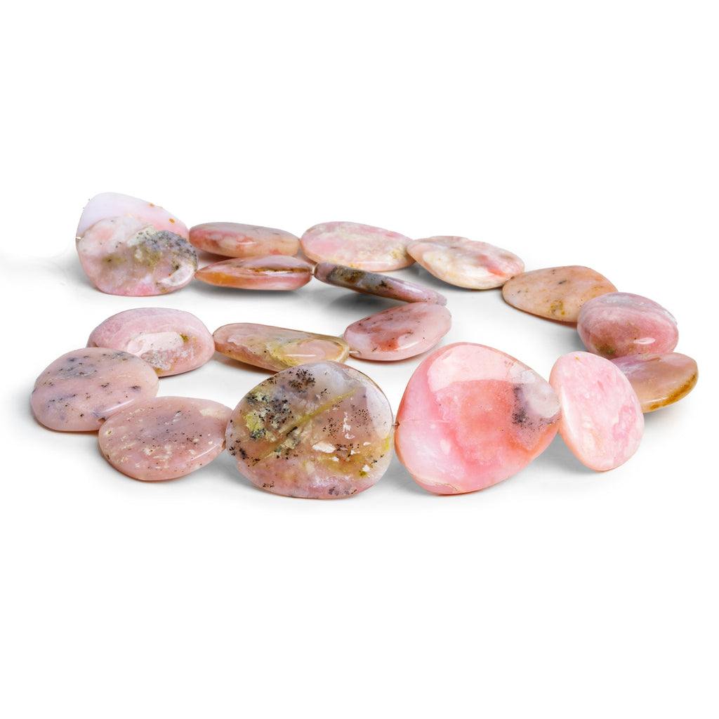 23x20mm Pink Peruvian Opal Flat Nuggets 16 inch 17 beads AA Grade - The Bead Traders