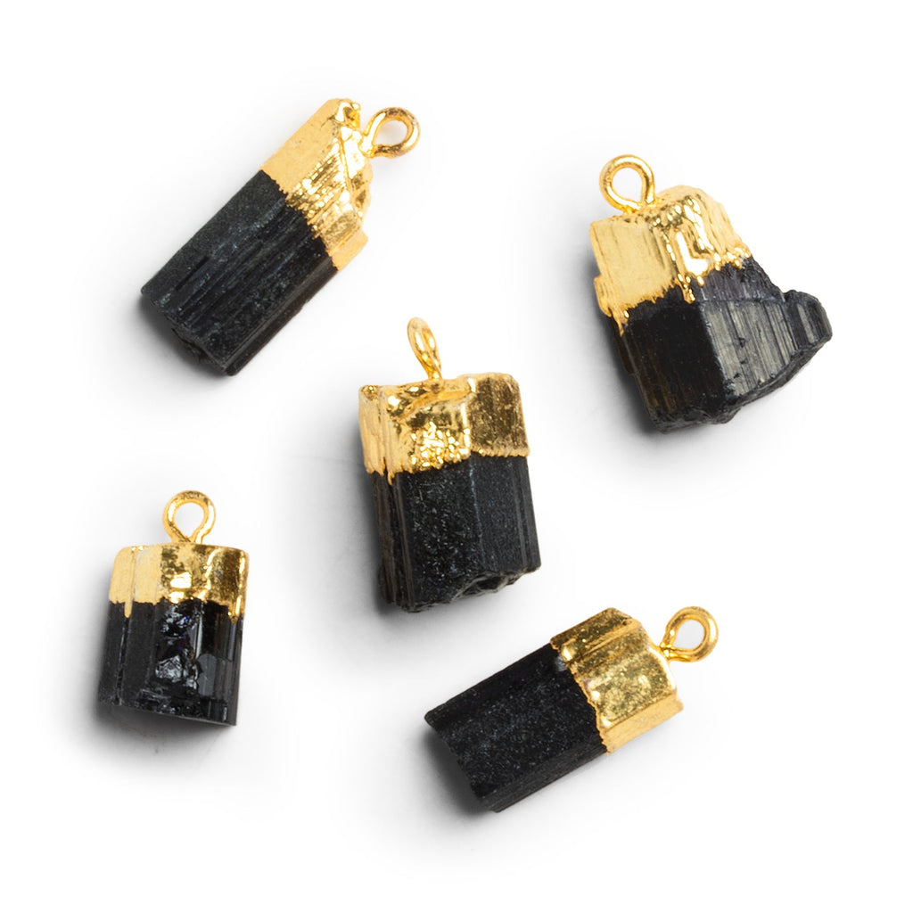 23x8mm Gold Leafed Black Tourmaline Natural Crystal Pendant - The Bead Traders