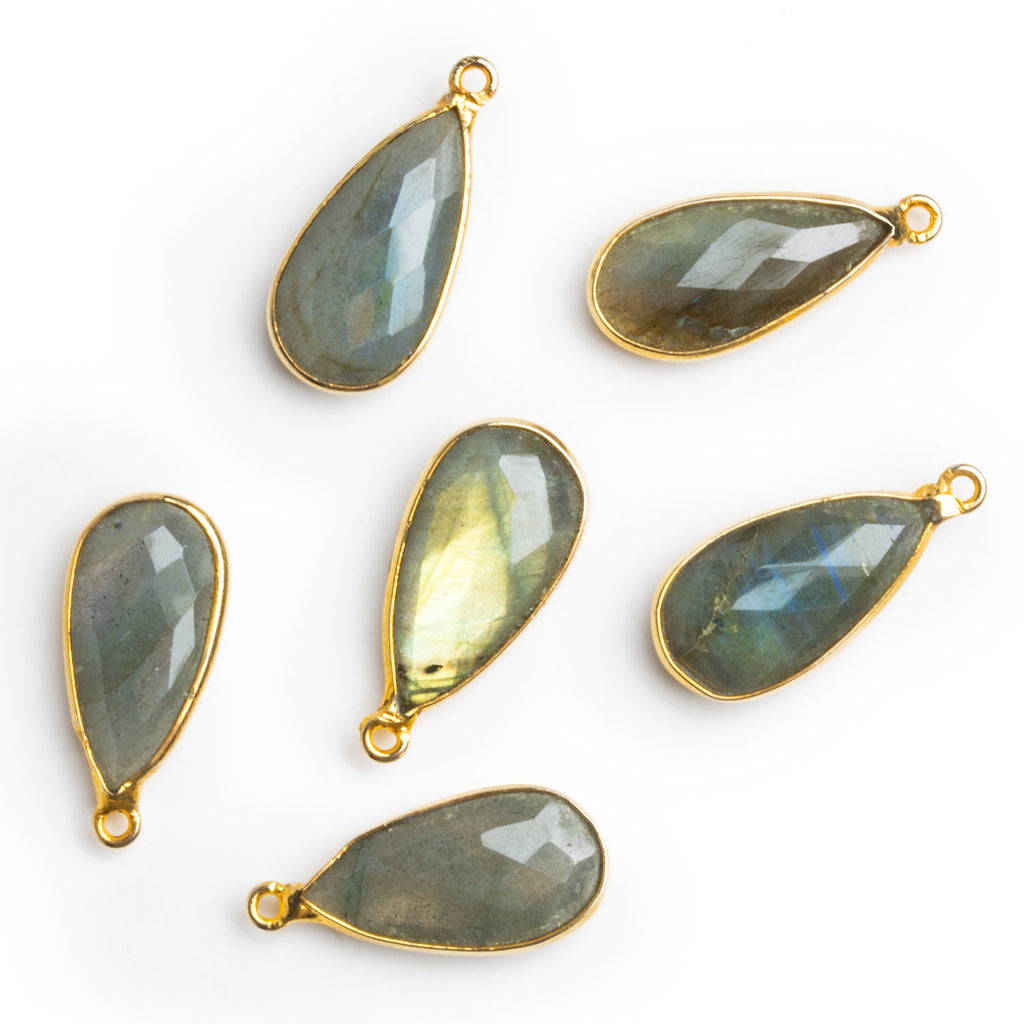 24x11mm Vermeil Bezeled Labradorite Pear Pendant - The Bead Traders