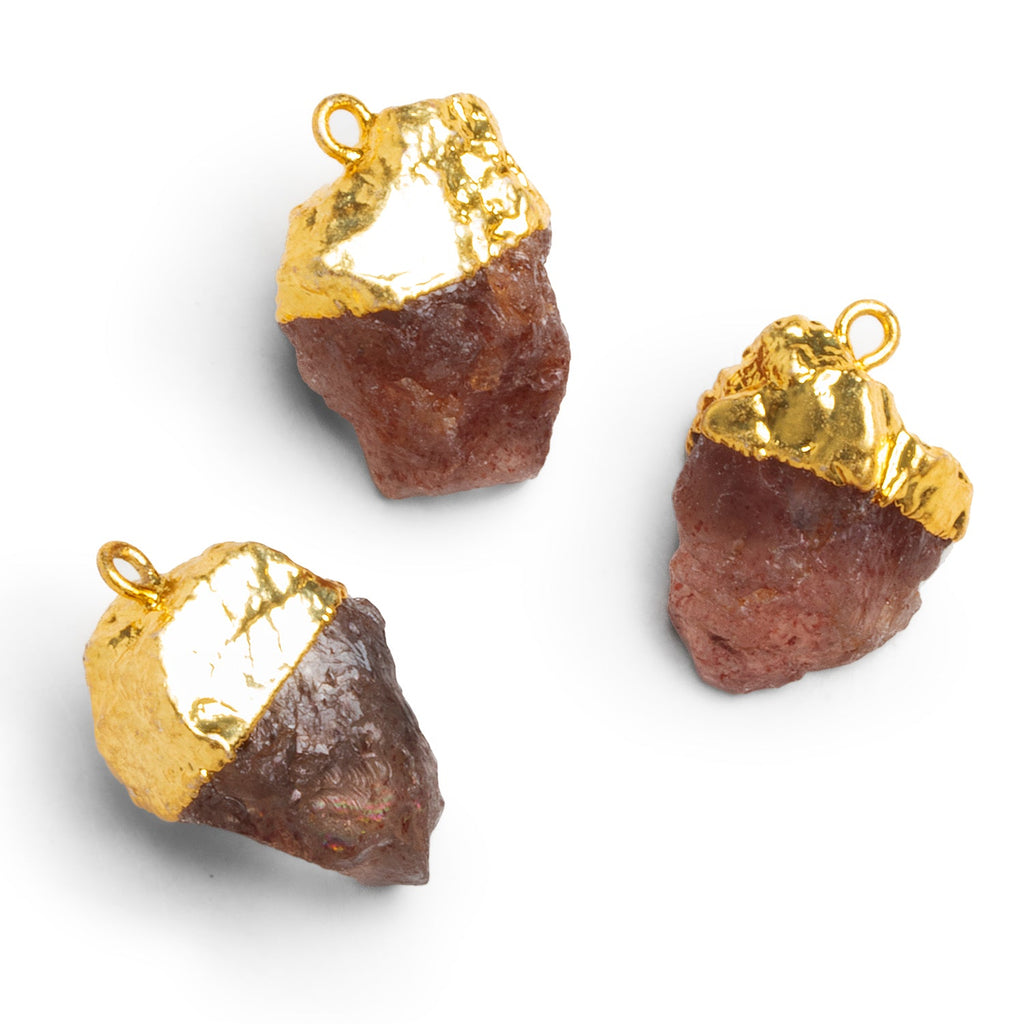 24x14mm Gold Leafed Strawberry Quartz Natural Crystal Pendant - The Bead Traders