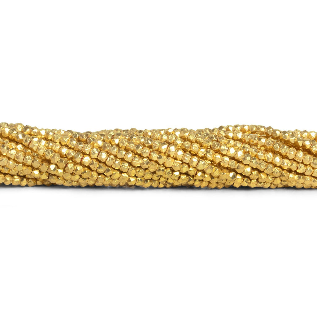 2.5mm 22kt Gold plated Copper Shiny Faceted Nugget Beads 8 inch 86 beads - The Bead Traders