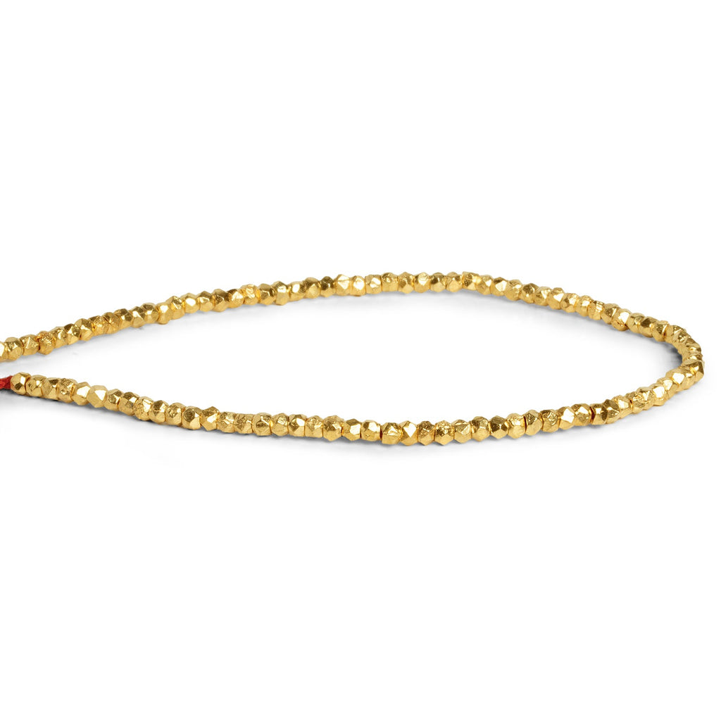 2.5mm 22kt Gold plated Copper Shiny Faceted Nugget Beads 8 inch 86 beads - The Bead Traders