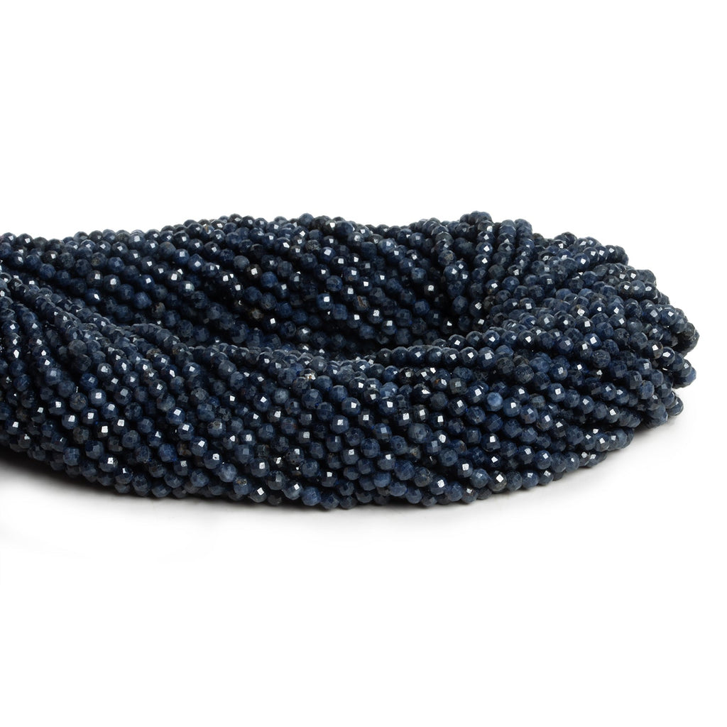 2.5mm Blue Sapphire Microfaceted Rounds 12 inch 120 beads - The Bead Traders