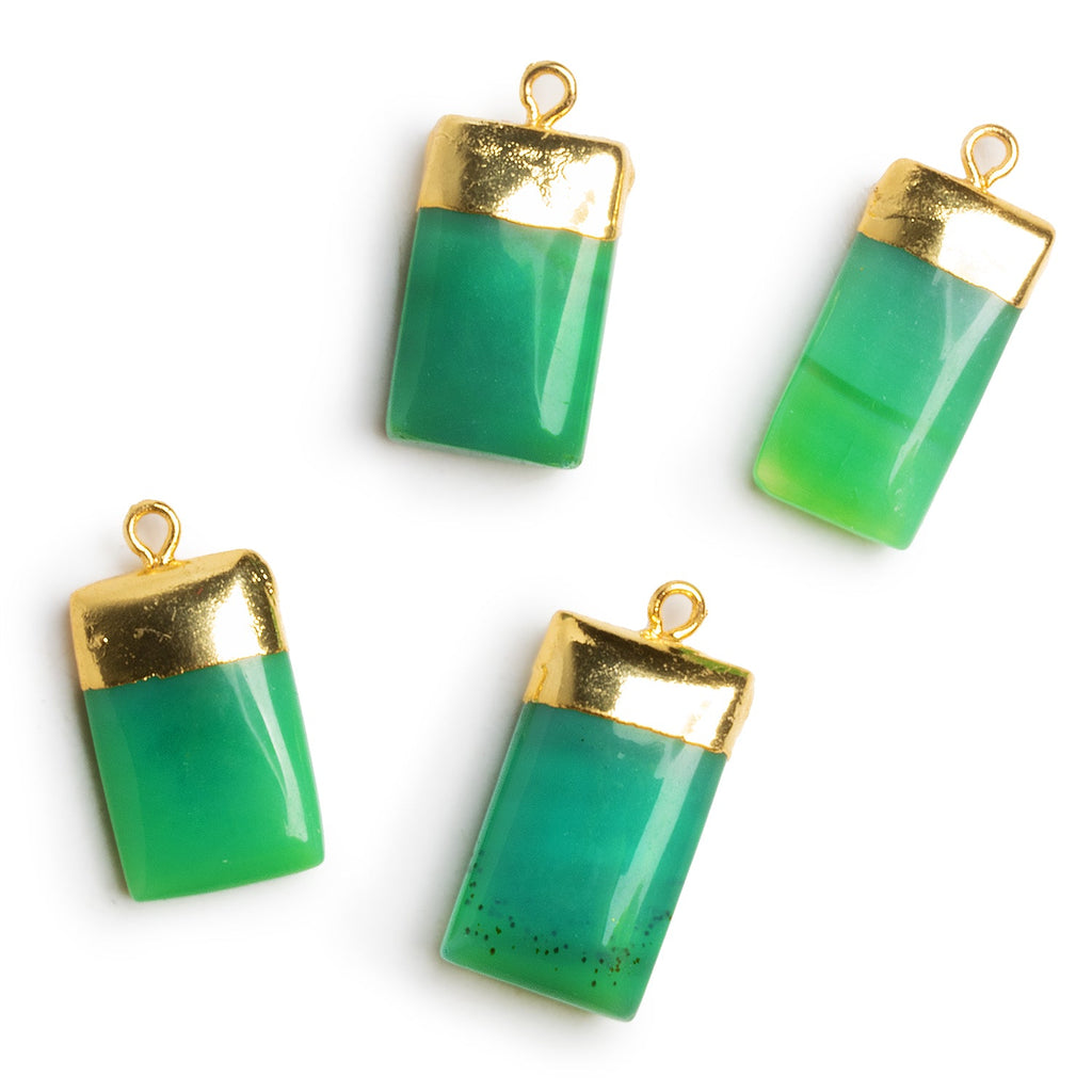 25x13mm Gold Leafed Green Chalcedony Rectangle Pendant 1 Bead - The Bead Traders