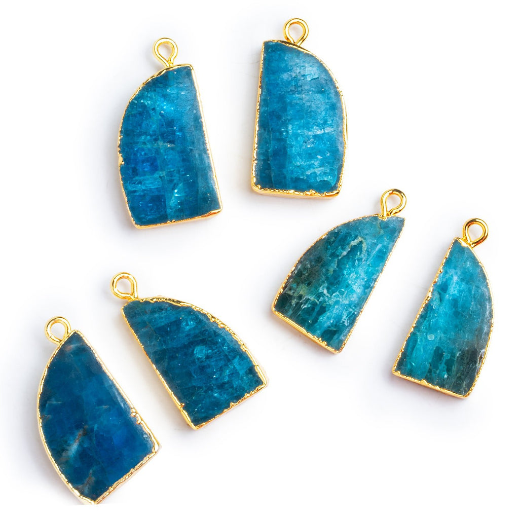 25x15mm Gold Leafed Apatite Fan Pendants 2 Beads - The Bead Traders